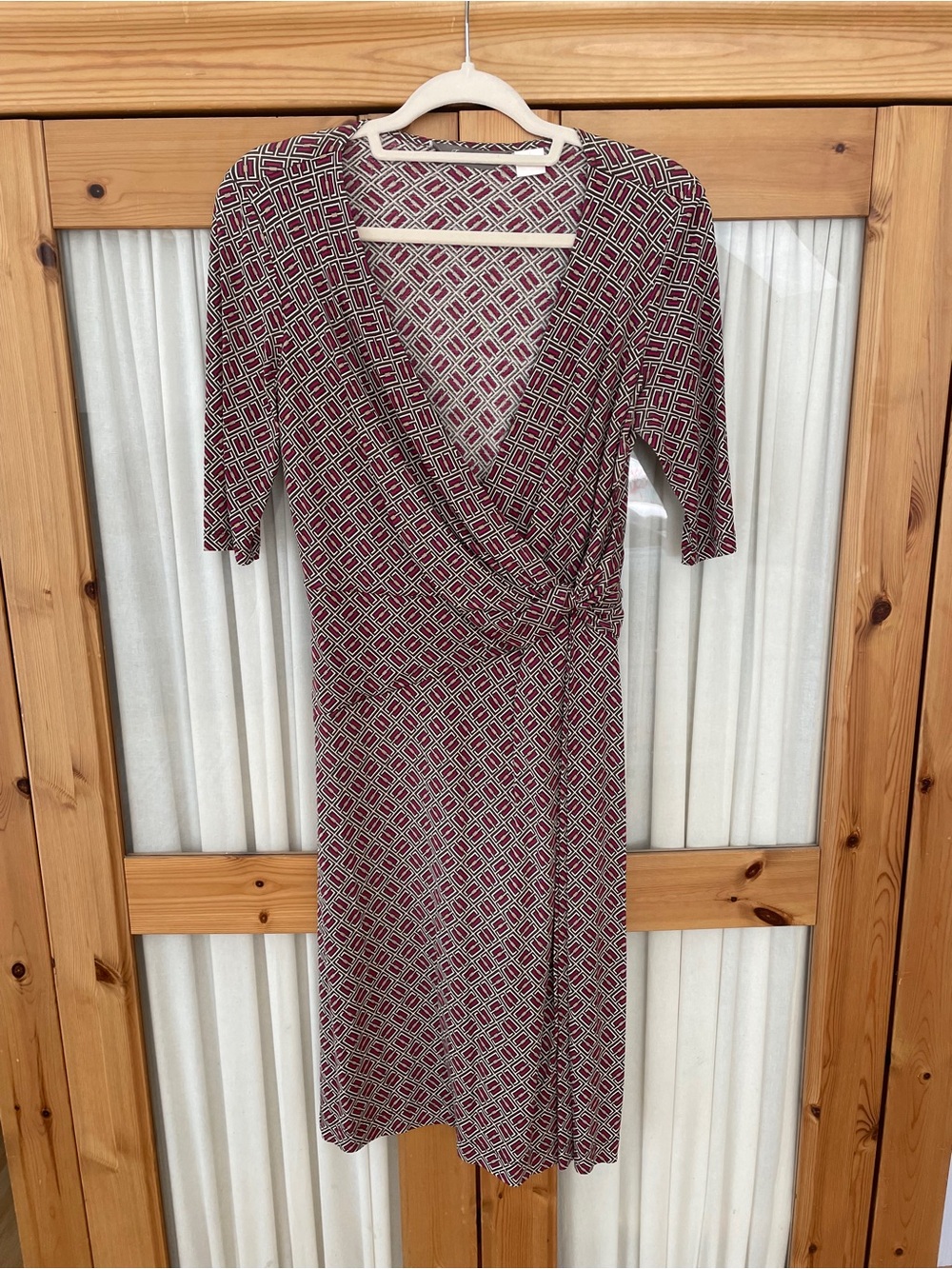 Tommy Bahama Burgundy Geometric Faux Wrap Dress